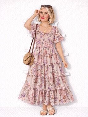 JessaKae Senna Dress in Mauve Floral in Size SX, spring, wedding dress NWOT